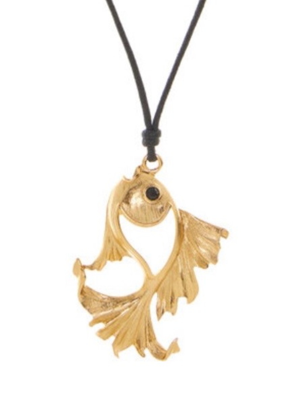 Ben Amun Fish Necklace in 24K Gold-Plate on Wax Cord